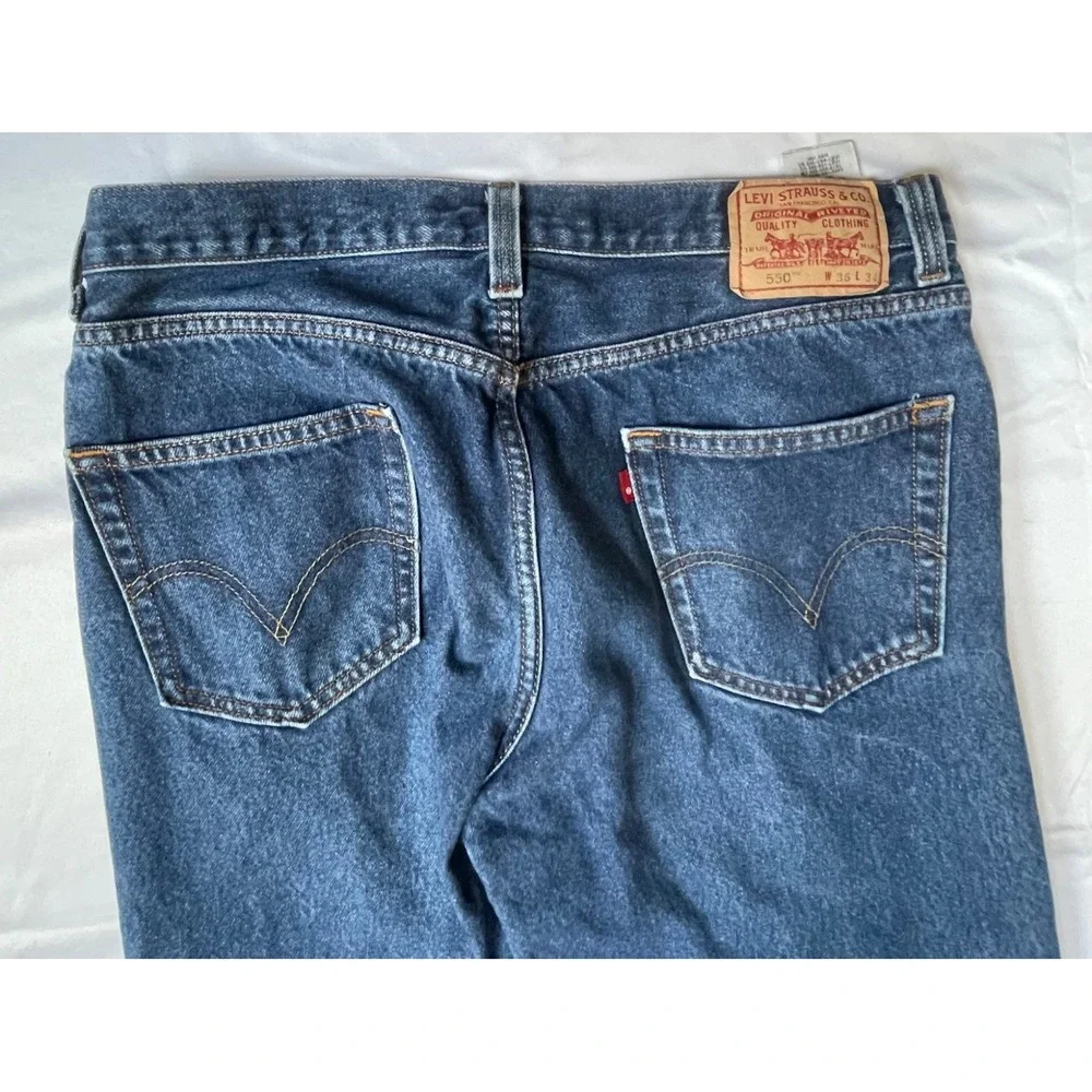 Levi's 550 Men's Jeans 36X34 Blue Medium Wash Relaxed Fit Cotton Casual 5 Pocket